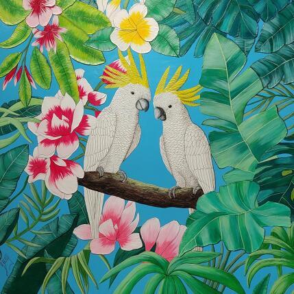 Peinture Tropicale un coin de paradis par Geiry | Tableau Matiérisme