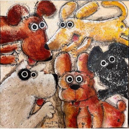 Painting Chien jaune! by Maury Hervé | Painting Raw art Acrylic, Ink, Pigments, Sand Animals
