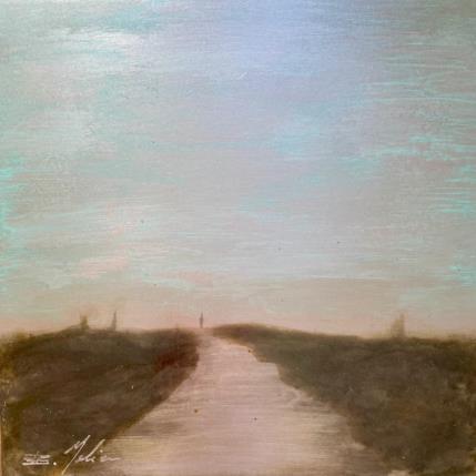 Peinture Chemin au crépuscule  par Mahieu Bertrand | Tableau Figuratif Métal Paysages