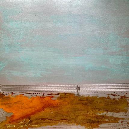 Peinture Couple plage du Lido 1 par Mahieu Bertrand | Tableau Figuratif Métal Marine, Paysages