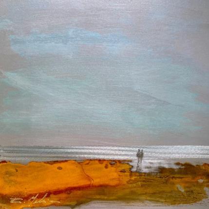 Peinture Couple plage du Lido 2 par Mahieu Bertrand | Tableau Figuratif Métal Marine, Paysages