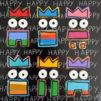 Peinture Happy par Mam | Tableau Pop-art Acrylique Icones Pop, Portraits, Scènes de vie