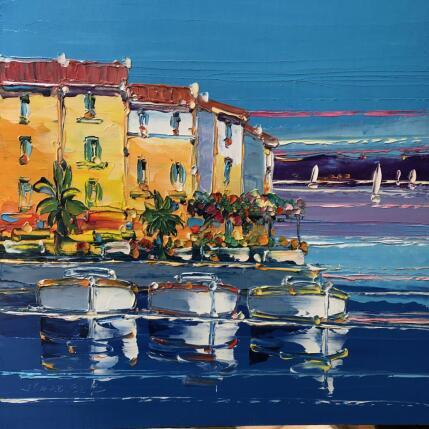 Peinture Du bleu et la mer par Corbière Liisa | Tableau Figuratif Huile Paysages