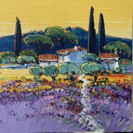 Pintura Le soleil à la carte por Corbière Liisa | Pintura Figurative Oil Landscapes