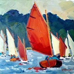 Painting Régate de guépards du golfe by Aliamus Béatrice  | Painting Figurative Oil Marine