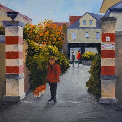 Peinture Rueil, un moment éphémère près du passage d'Arcole par Martin Laurent | Tableau Figuratif Huile Scènes de vie, Société, Urbain