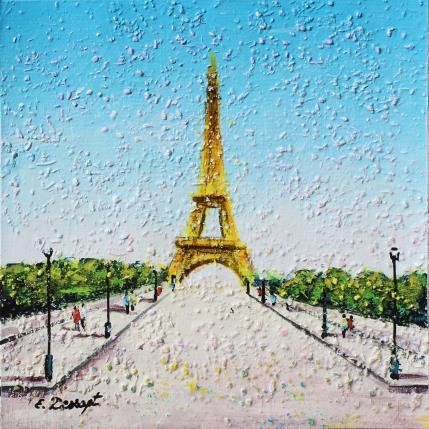 Peinture Allons à la tour eiffel par Dessapt Elika | Tableau Impressionnisme Acrylique, Sable