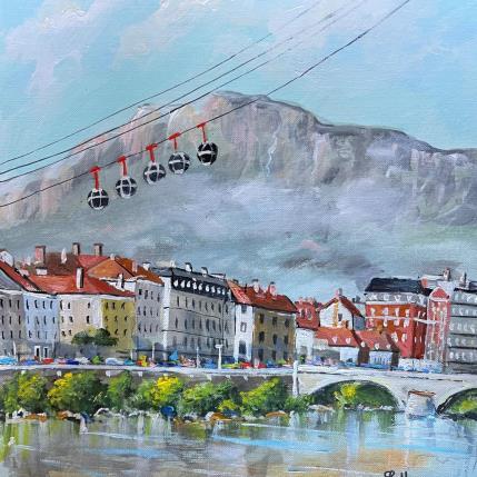 Peinture Printemps Grenoblois  par Lallemand Yves | Tableau Figuratif Acrylique Urbain