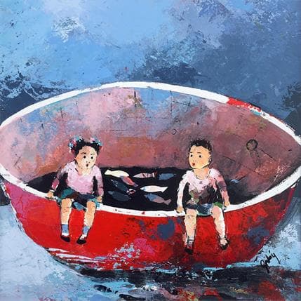 Peinture L.232 par Abiy | Tableau Art naïf Huile scènes de vie