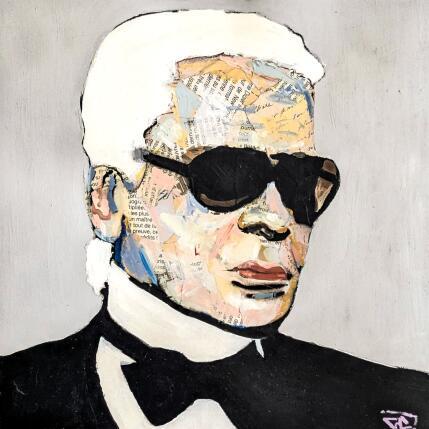 Peinture Karl Lagerfeld par G.C.Popartist | Tableau Pop-art Collage, Huile Icones Pop
