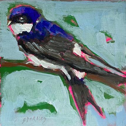 Painting Hirondelle by Morales Géraldine | Painting Figurative Acrylic Animals