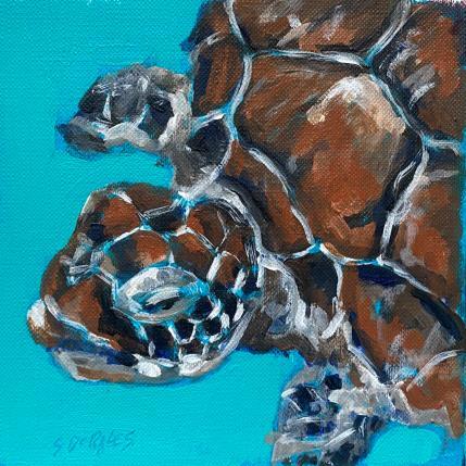 Painting Tortue de la Réunion by Morales Géraldine | Painting Figurative Acrylic Animals