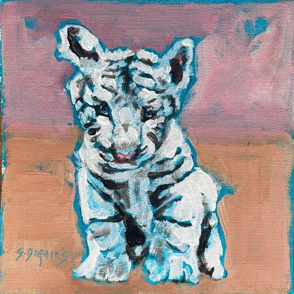 Painting Tigron blanc by Morales Géraldine | Painting Figurative Acrylic Animals