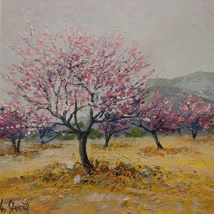 Peinture Pêchers en fleurs par Sannier Daniel | Tableau Impressionnisme Huile Paysages