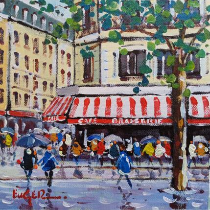 Peinture BRASSERIE RUE SAINT LAZARE A PARIS par Euger | Tableau Figuratif Acrylique Scènes de vie, Société, Urbain