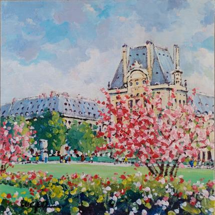 Peinture PRINTEMPS AUX JARDINS DES TUILERIES par Euger | Tableau Figuratif Acrylique Paysages, Scènes de vie, Urbain