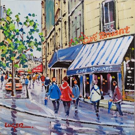 Peinture RUE DES ABBESSES A MONTMARTRE par Euger | Tableau Figuratif Acrylique Scènes de vie, Société, Urbain