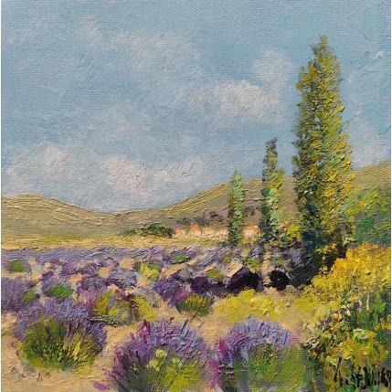 Peinture Lavandes village Saurel par Sannier Daniel | Tableau Impressionnisme Huile Paysages