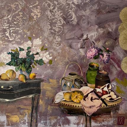 Peinture Laisse entrer le printemps  par Romanelli Karine | Tableau Figuratif Acrylique, Collage, Papier, Pastel, Posca Natures mortes