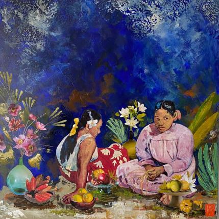 Peinture Voyage  par Romanelli Karine | Tableau Figuratif Acrylique, Collage, Feuille d'or, Papier, Pastel, Posca Paysages, Portraits, Scènes de vie