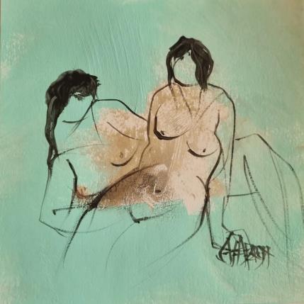 Painting Vert printemps 1 by Chaperon Martine | Painting Figurative Acrylic Nude, Pop icons