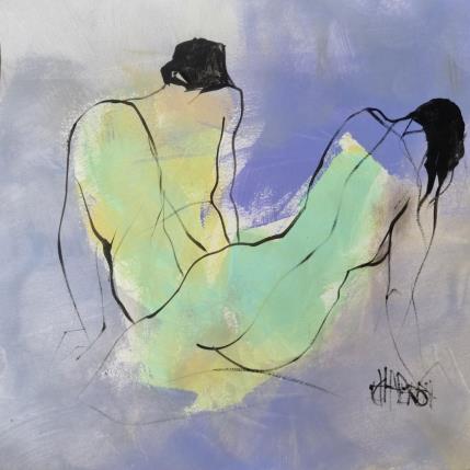 Painting Tendresse I by Chaperon Martine | Painting Figurative Acrylic Nude