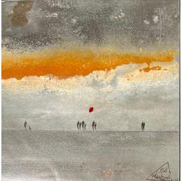 Painting Carmela by Manconi Gil | Painting Subject matter Metal, Upcycling Landscapes