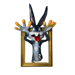 Sculpture Wall Crazy Bunny par Mikhel Julien | Sculpture Pop-art Graffiti, Résine