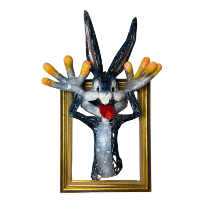 Sculpture Wall Crazy Bunny par Mikhel Julien | Sculpture Pop-art Graffiti, Résine