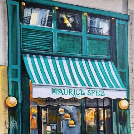 Peinture  Maurice cafe par Rasa | Tableau Figuratif Acrylique Urbain
