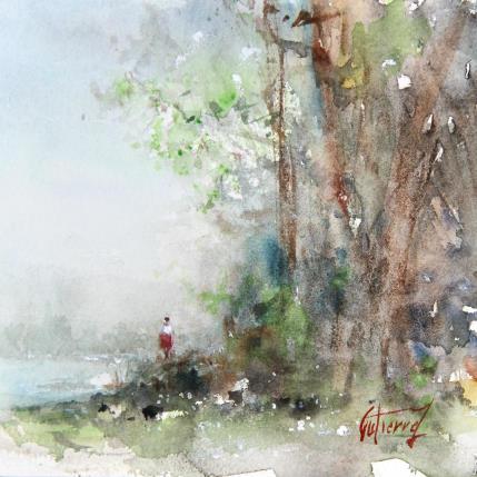 Peinture Printemps en Touraine par Gutierrez | Tableau Impressionnisme Aquarelle Paysages