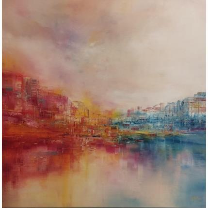 Painting Quartier au bord de l'eau by Levesque Emmanuelle | Painting  Oil