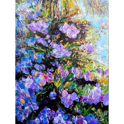 Peinture Fleur de rhodo et palmier par Amblard Florence | Tableau