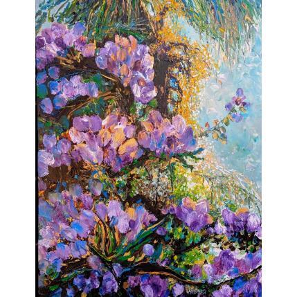 Peinture Palmier et rhodo doré par Amblard Florence | Tableau