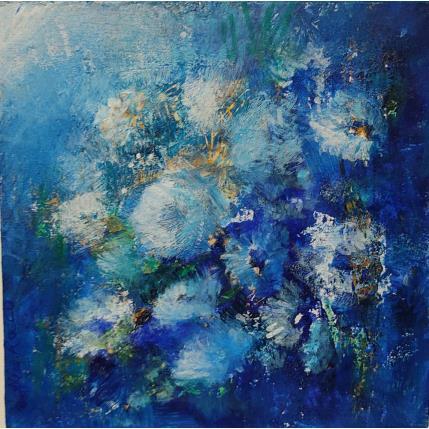 Peinture Mélodie bleue par Rocco Sophie | Tableau Art Singulier Acrylique, Collage, Sable