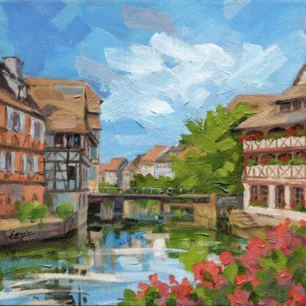 Peinture La Petite France à Strasbourg par Elisabeth Bazin | Tableau Figuratif Acrylique Urbain