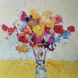 Pintura Flors Grogues por Tomàs | Pintura Impressionism Oil Nature