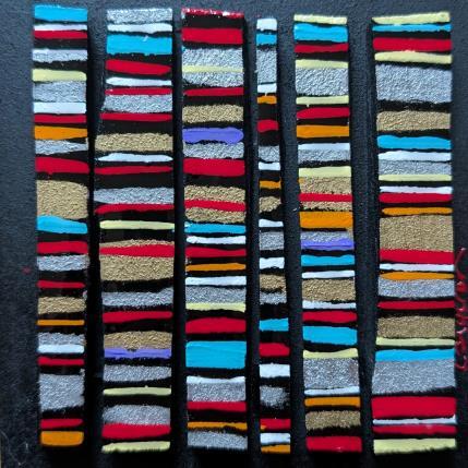 Peinture Bc6 fine or chrome rouge bleu par Langeron Luc | Tableau Matiérisme Acrylique, Bois, Résine