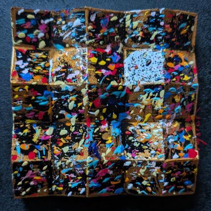 Peinture Bc5 touche facette  or bleu rouge par Langeron Luc | Tableau Matiérisme Acrylique, Bois, Résine