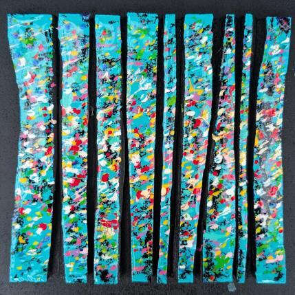 Peinture Bc9 prairie turquoise  par Langeron Luc | Tableau Matiérisme Acrylique, Bois, Résine