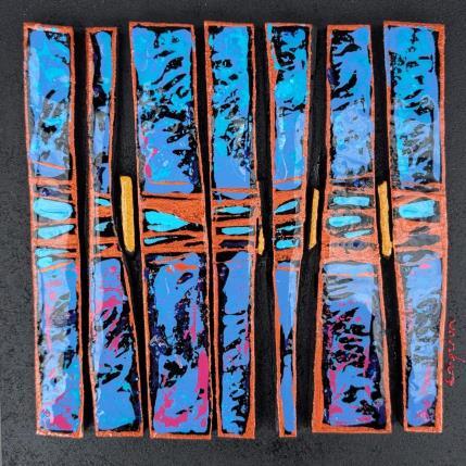 Peinture Bc7 impression cuivre bleu par Langeron Luc | Tableau Matiérisme Acrylique, Bois, Résine