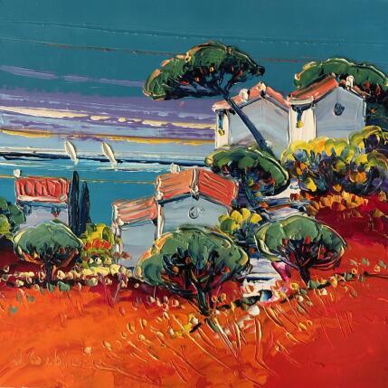 Painting Hameau perché by Corbière Liisa | Painting Figurative Oil Landscapes