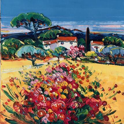 Peinture Bouquet de fleurs sauvages par Corbière Liisa | Tableau Figuratif Huile Paysages