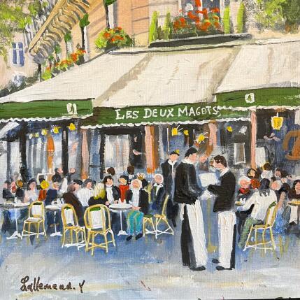 Peinture Café des Deux Magots par Lallemand Yves | Tableau Figuratif Acrylique Urbain