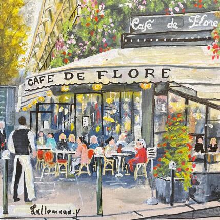 Peinture Café de Flore par Lallemand Yves | Tableau Figuratif Acrylique Urbain