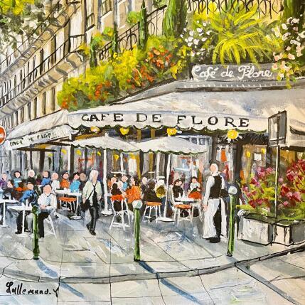 Peinture Café de Flore par Lallemand Yves | Tableau Figuratif Acrylique Urbain