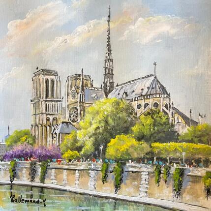 Gemälde Notre Dame de Paris au printemps  von Lallemand Yves | Gemälde Figurativ Acryl Urban