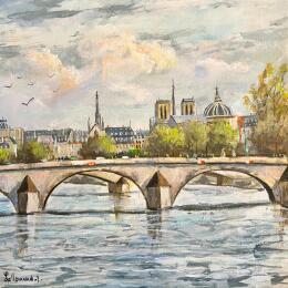 Painting Panorama de Paris by Lallemand Yves | Painting Figurative Acrylic Urban