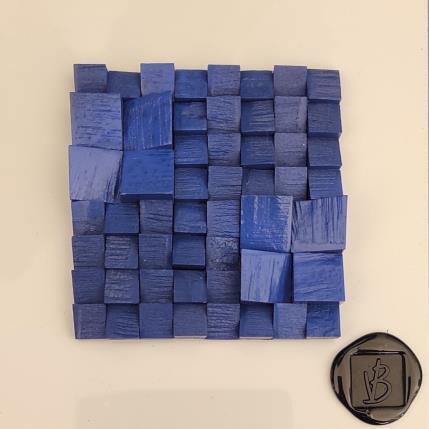 Gemälde Azur von Bauquel Véronique | Gemälde Abstrakt Acryl, Collage, Holz Minimalistisch