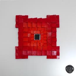 Gemälde Papagaye von Bauquel Véronique | Gemälde Abstrakt Acryl, Collage, Holz Minimalistisch